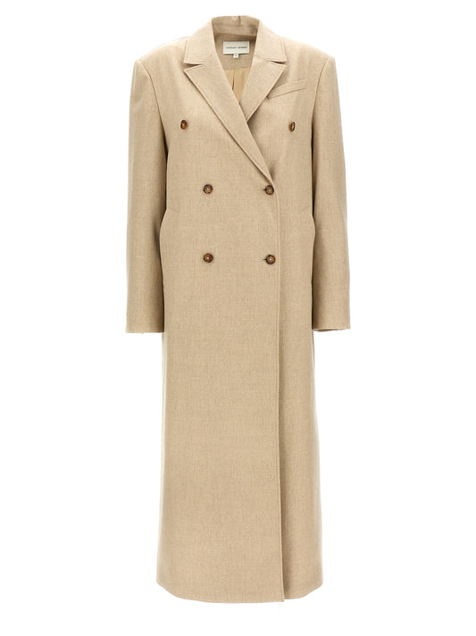 Loulou De Saison Zeno Coat — Beige Wool Wrap Coat