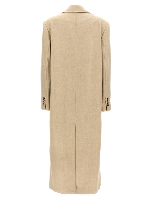 Loulou De Saison Zeno Coat — Beige Wool Wrap Coat