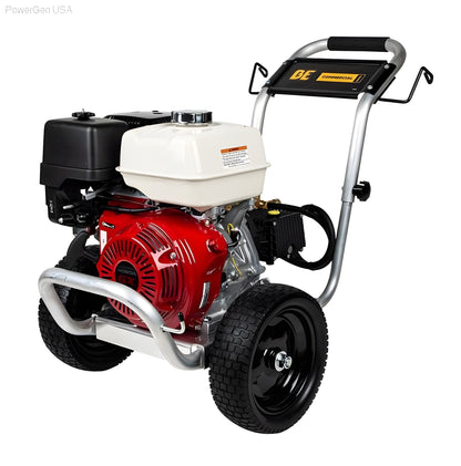BE Power Equipment 2500 PSI 3.0 GPM Gas Pressure Washer with Honda GX200 Engine and General Triplex Pump - PowerGen USA - PE-2565HWAGENSP