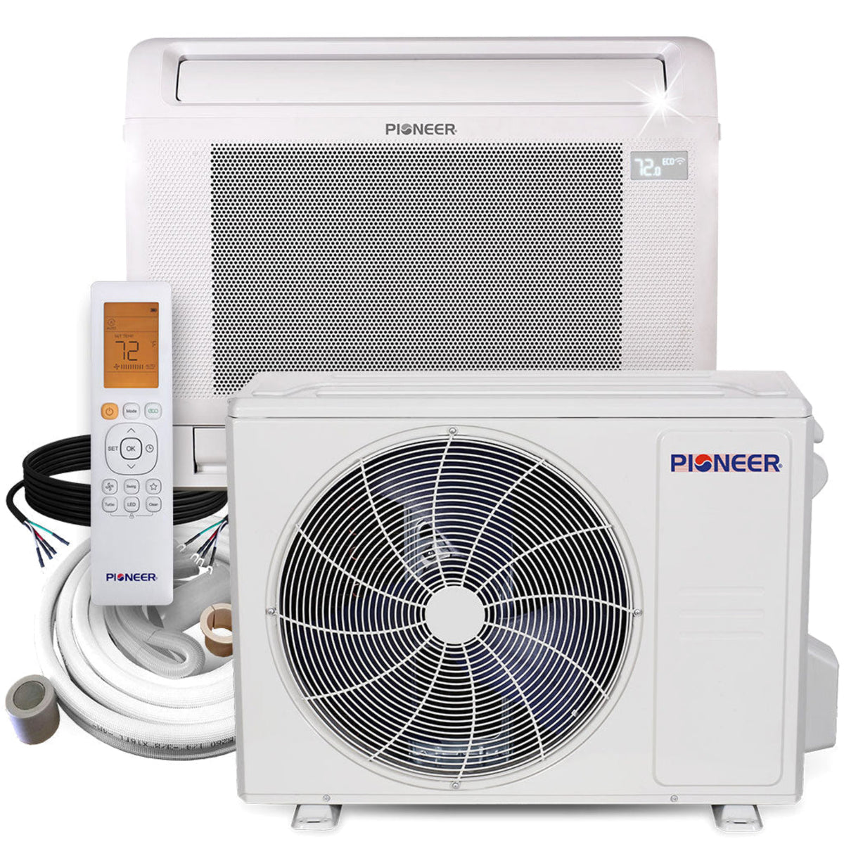 Pioneer 18,000 BTU 22.4 SEER2 Floor Console Mini-Split Inverter++ Energy-Star Air Conditioner Heat Pump System Full Set 230V - FYB018GMFILCAD-10