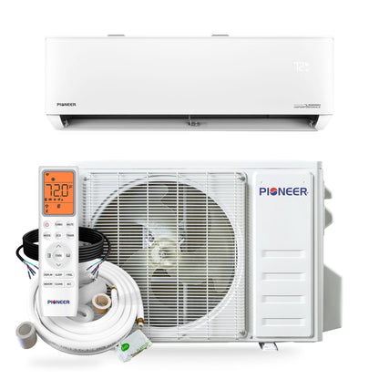 Pioneer Quantum Hyperformance 24,000 BTU 22.5 SEER2 230V High-Wall Ductless Energy-Star Mini-Split Air Conditioner Inverter Hyper Heat Pump Full Set - WYT024GLSI25RH-10S