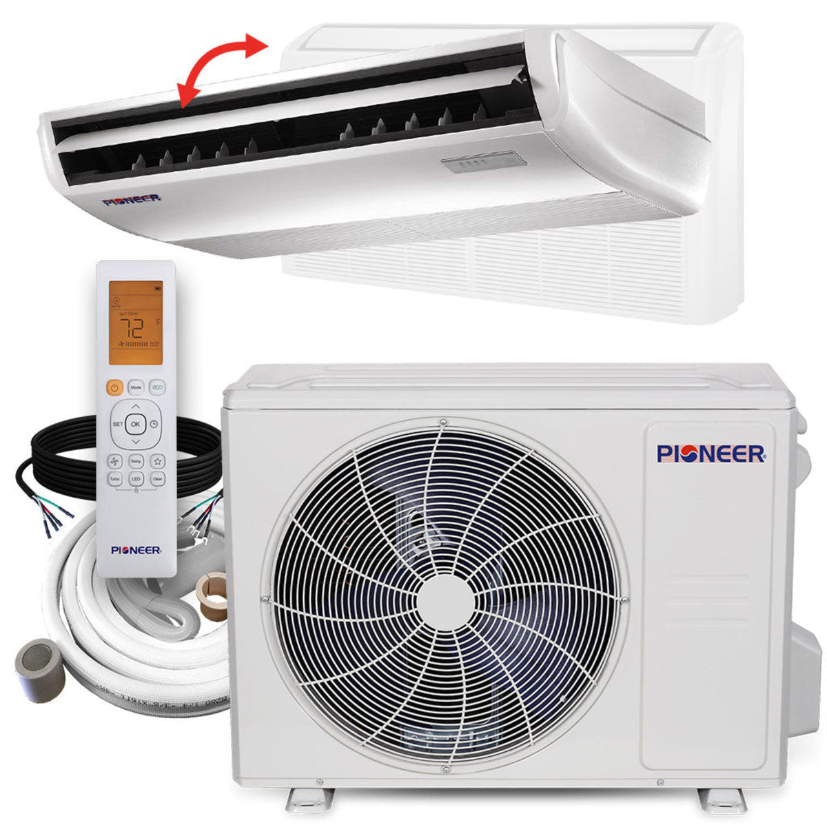 Pioneer 18,000 BTU 23 SEER2 Floor/Ceiling Mini-Split Inverter++ Energy-Star Air Conditioner Heat Pump System Full Set 230V - UYB018GMFILCAD-10