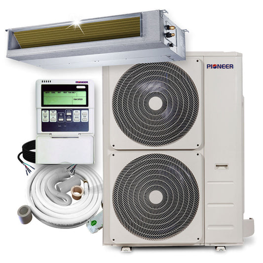 Pioneer 48,000 BTU 15.1 SEER2 Ceiling Concealed Ducted Mini-Split Inverter+ Air Conditioner Heat Pump System Full Set 230V - RYB048GMFILDBD-10