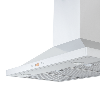 Proline PLFW 520 - Wall-Mounted Range Hood, 600/1200 CFM | Convertible to Ductless, Stainless Steel, Matte Black Finish - PLFW 520.24