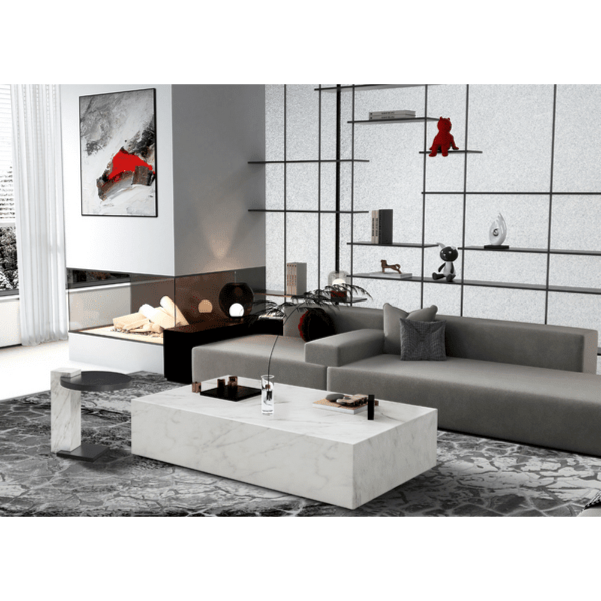Whiteline Modern Living Cube Rectangle Coffee Table in White Color - CT1667R