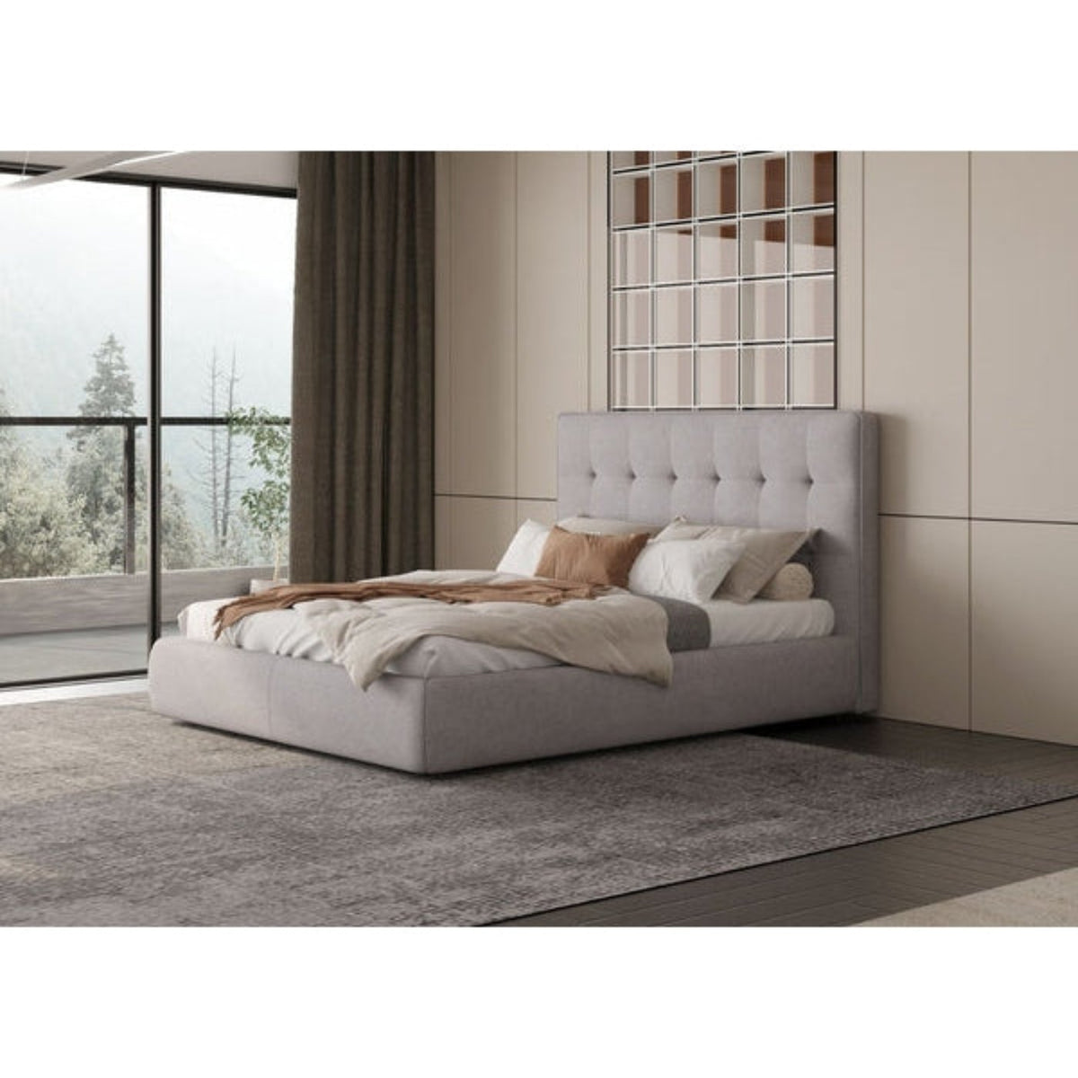 Whiteline Modern Living Dexter Bed Queen In Grey Colour - BQ2013F